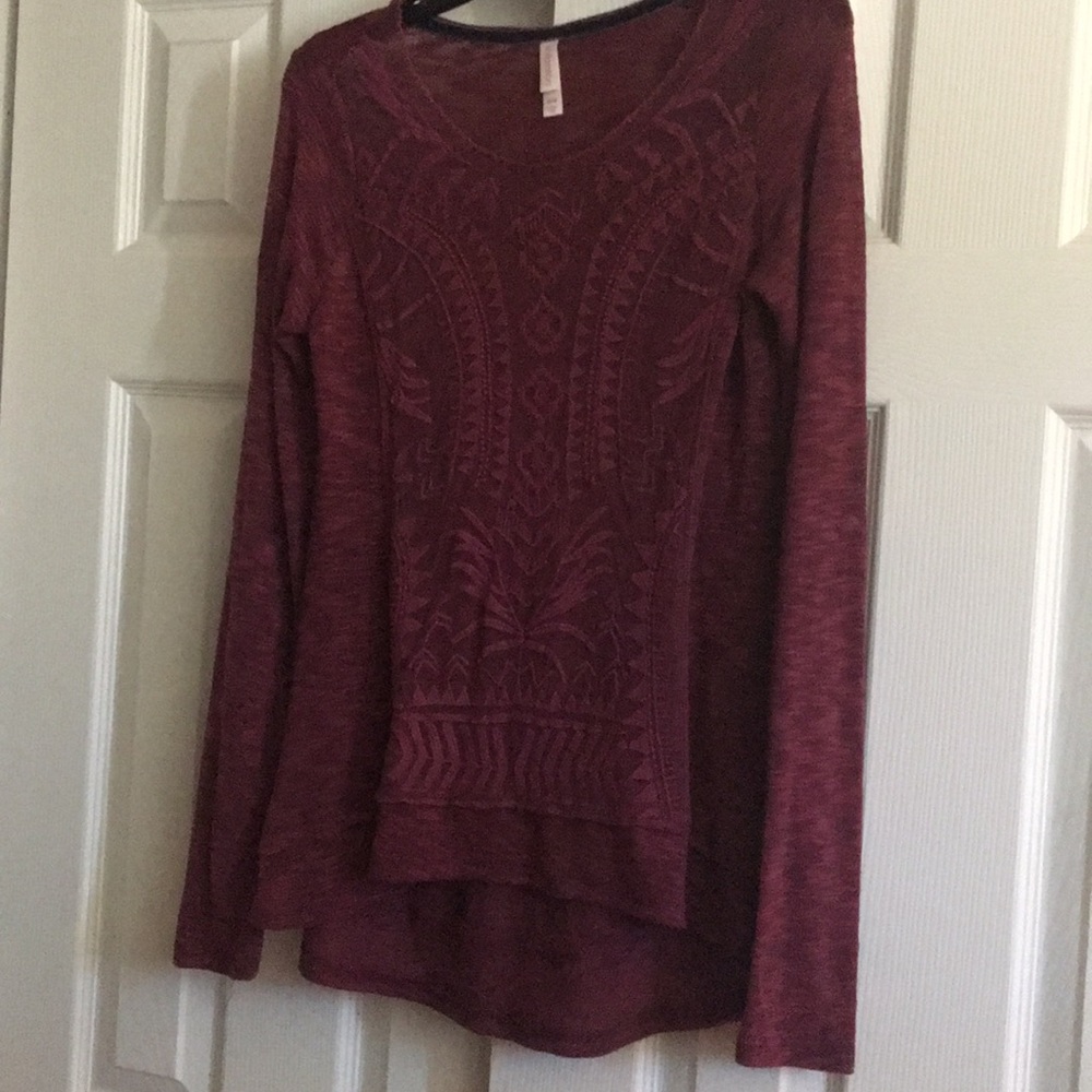 Long sleeve, red lace sweater
